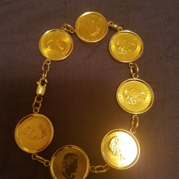 24K solid Gold Maple Leaf custom braclet - Picture 3 of 6